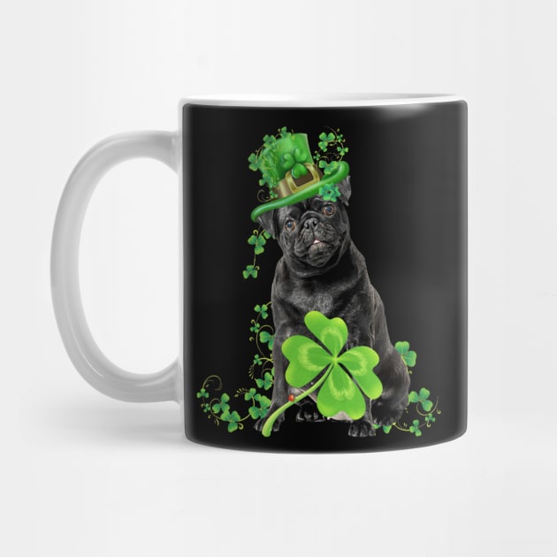 Black Pug Leprechaun Lucky Shamrock Happy St Patrick's Day by Gearlds Leonia